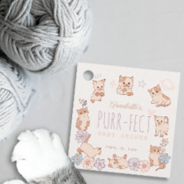 Purr-fect Niedliche Katzen Blumenmädchen Babydusch Geschenkanhänger