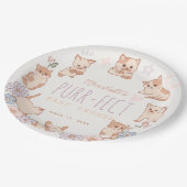Purr-fect Niedliche Katzen Blumenmädchen Babydusch Pappteller (Schrägansicht)