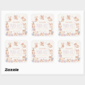 Purr-fect Niedliche Katzen Blumenmädchen Babydusch Quadratischer Aufkleber (Blatt)