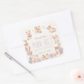 Purr-fect Niedliche Katzen Blumenmädchen Babydusch Quadratischer Aufkleber (Umschlag)