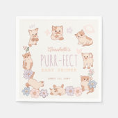 Purr-fect Niedliche Katzen Blumenmädchen Babydusch Serviette (Vorderseite)