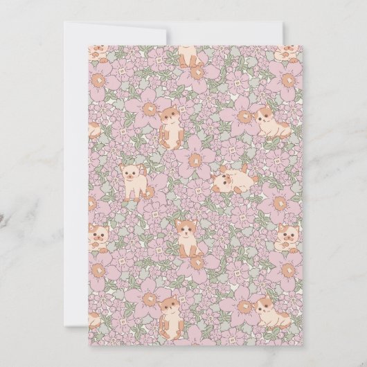 Purr-fect Party Niedliche Katzen Blumenmädchen Geb Einladung (Rückseite)