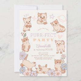 Purr-fect Party Niedliche Katzen Blumenmädchen Geb Einladung