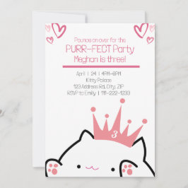 Purr-fect Princess Pink Cat Girl Birthday Einladung