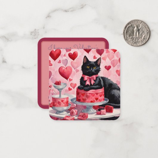 Purr-fect schwarze Katze Klassenzimmer Valentine Mitteilungskarte (Vorderseite/Rückseite Beispiel)