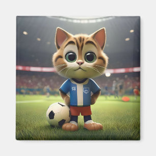"Purr-fect-Striker: Die 3D-Fußball-Katze" Magnet