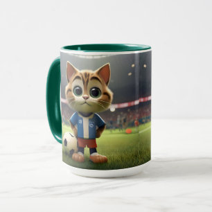 "Purr-fect-Striker: Die 3D-Fußball-Katze" Tasse