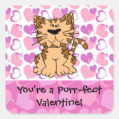Purr-fect Valentin Quadratischer Aufkleber (Vorderseite)