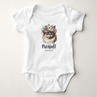 Purr-fect Watercolor Cat Funny Pun Monogram Name