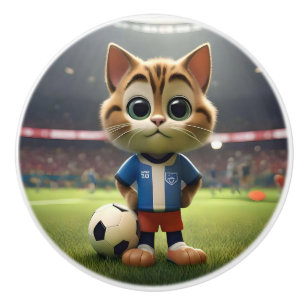"Purr-fecter Stürmer: Die 3D-Fußballkatze" Keramikknauf