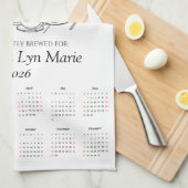 Purr-fectly Brewed Cat Tea Towel 2026 Calendar Geschirrtuch (Viertel Falte)