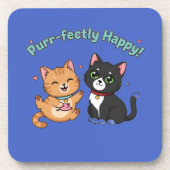 Purr-fectly Happy! Getränkeuntersetzer (Vorderseite)