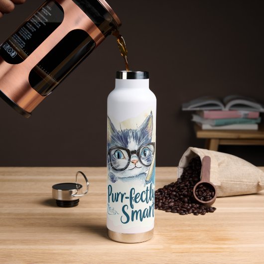 🐱 Purr-fectly Smart 📚 Trinkflasche (Kaffee)