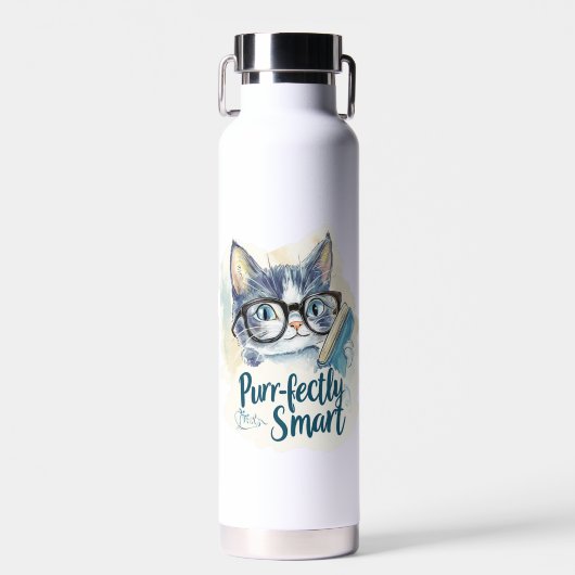 🐱 Purr-fectly Smart 📚 Trinkflasche (Vorne)