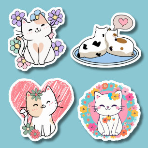 Purr-fein-Adorable Cat Set wasserdicht Aufkleber