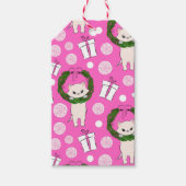 Purr-fein gefeiert: Pink Kitty Wine Bag Geschenkanhänger (Vorderseite)