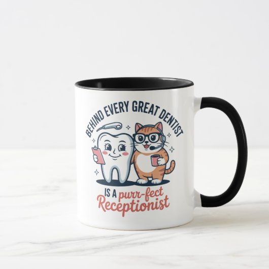 Purr-fekt Dental Duo Wird Funny Cat and Tooth Mug Tasse (Rechts)