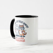 Purr-fekt Dental Duo Wird Funny Cat and Tooth Mug Tasse (Vorderseite Links)