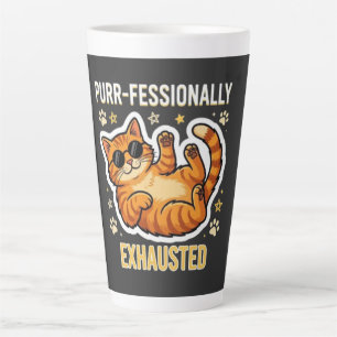 Purr-fekt Erschöpft Lustiges Faules Katze T-Shirt Milchtasse