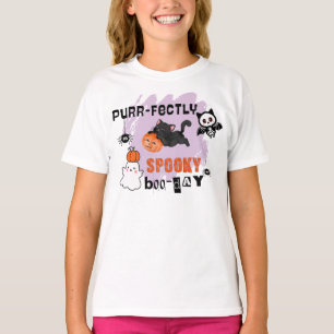 Purr-fekt Gruselig Boo-Tag Katze Halloween Geburts T-Shirt