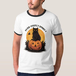 Purr-fekt gruseliger schwarzer Kater auf Kürbis Ha T-Shirt
