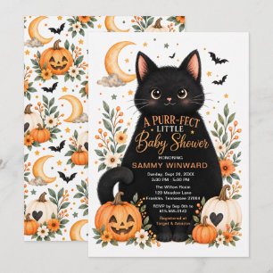 Purr-fekte kleine Halloween-Katzen-Baby-Party Einladung