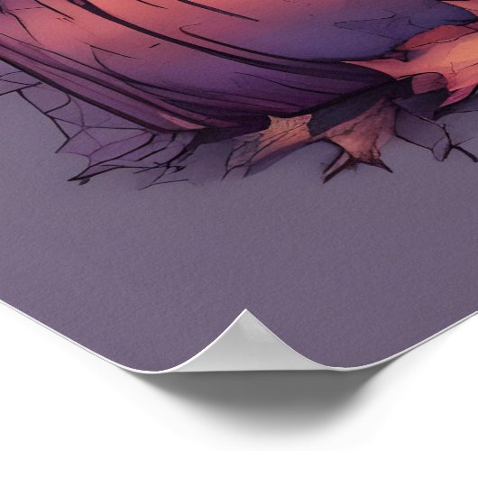 Purr-fektly Halloween AI Fantasy Digital Art Print Poster (Ecke)