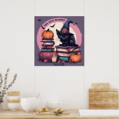 Purr-fektly Halloween AI Fantasy Digital Art Print Poster (Küche)