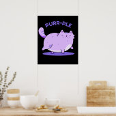 Purr Funny Fat Kitty Cat Pun Dark BG Poster (Küche)
