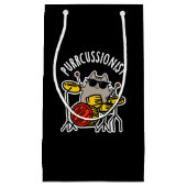 Purr-Kussionist Funny Drummer Cat Pun Dark BG Kleine Geschenktüte (Vorderseite)