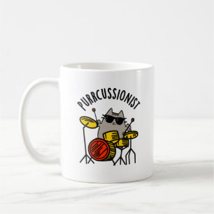 Purr-Kussionist Funny Drummer Cat Pun Kaffeetasse