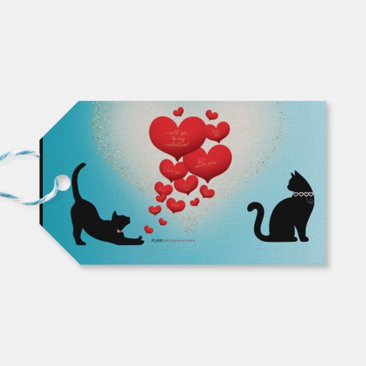 Purr Liebe - Valentinbeutel der Katze - Achtung Geschenkanhänger (Rückseite Horizontal)