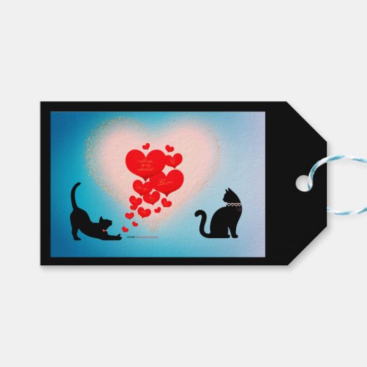 Purr Liebe - Valentinbeutel der Katze - Achtung Geschenkanhänger (Vorderseite (Horizontal))