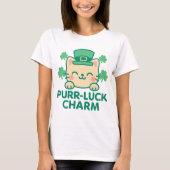 Purr-Luck Charm Niedlich Cat St. Patrick's Day T-Shirt (Vorderseite)