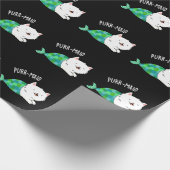 Purr maid Funny Kitty Cat Mermaid Pun Dark BG Geschenkpapier (Ecke)