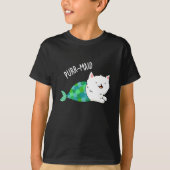 Purr maid Funny Kitty Cat Mermaid Pun Dark BG T-Shirt (Vorderseite)