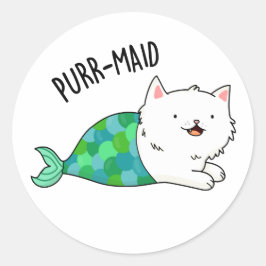 Purr maid Funny Kitty Cat Mermaid Pun Runder Aufkleber