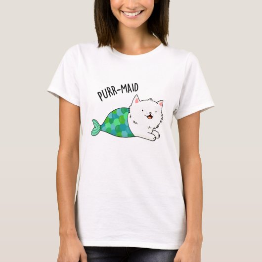 Purr maid Funny Kitty Cat Mermaid Pun T-Shirt (Vorderseite)