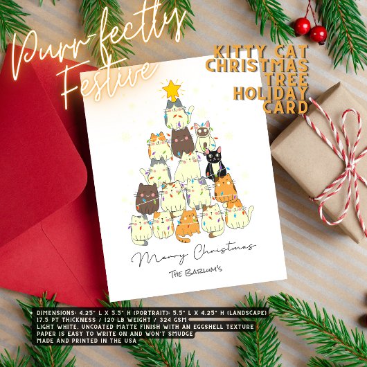 Purr perfekt gefeiert - Kätzchen Weihnachtsbaum Feiertagskarte