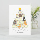Purr perfekt gefeiert - Kätzchen Weihnachtsbaum Feiertagskarte (Stehend Vorderseite)