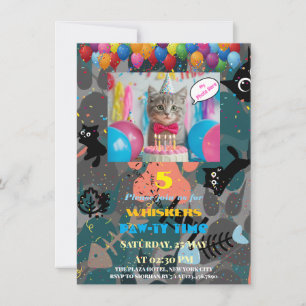 Purr-Personalisierte Katze zum Geburtstag Einladun Einladung