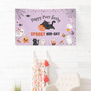 Purr-süß Boo-Day Cat Halloween Geburtstag Banner
