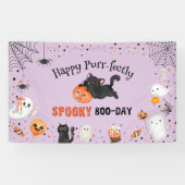 Purr-süß Boo-Day Cat Halloween Geburtstag Banner (Horizontal)