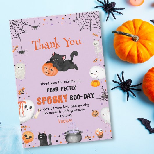 Purr-süß Boo-Day Cat Halloween Geburtstag Dankeskarte