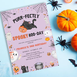 Purr-süß Boo-Day Cat Halloween Geburtstag Einladung