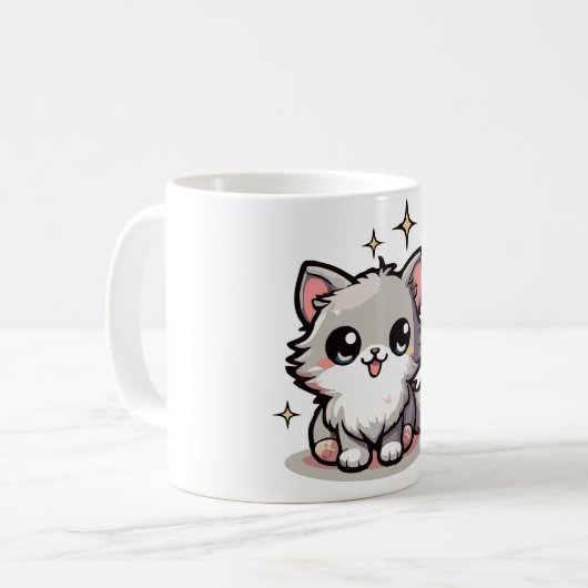 Purr-süß-katzenartige Designs Kaffeetasse (Vorderseite Links)