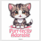Purr-süßer Chibi Kawaii Kitten in Pink Aufkleber (Blatt)