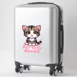 Purr-süßer Chibi Kawaii Kitten in Pink Aufkleber