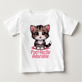 Purr-süßer Chibi Kawaii Kitten in Pink Baby T-shirt (Vorderseite)