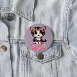 Purr-süßer Chibi Kawaii Kitten in Pink Button
